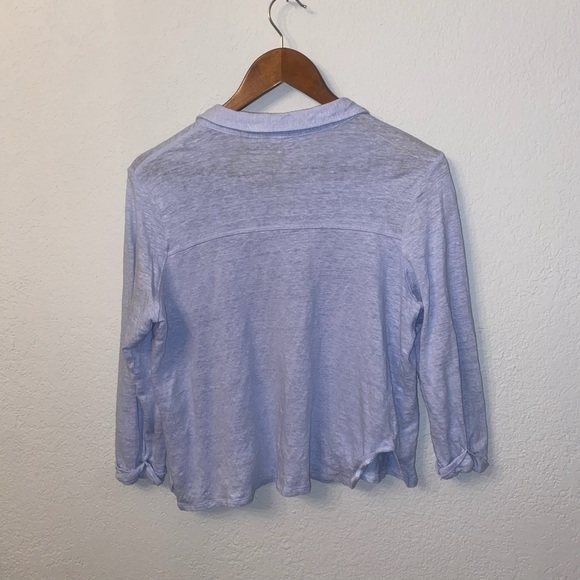 Women's Tahari Light Blue 100% Linen Button Down Collared Shirt - Picture 7 of 10